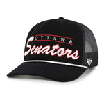 '47 NHL Ottawa Senators Double Header Rope Mesh Adjustable Snapback Hat - Black