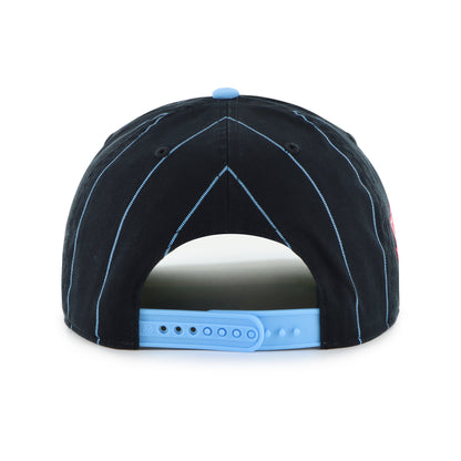 '47 MLB Toronto Blue Jays World Series 1992/93 Pinstripe Hitch Adjustable Snapback Hat - Black/Blue