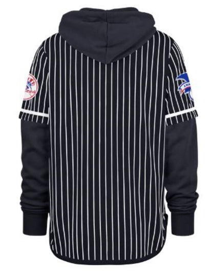 '47 MLB New York Yankees Pinstripe LC Double Header Shortstop Pullover Hoodie - Royal Blue