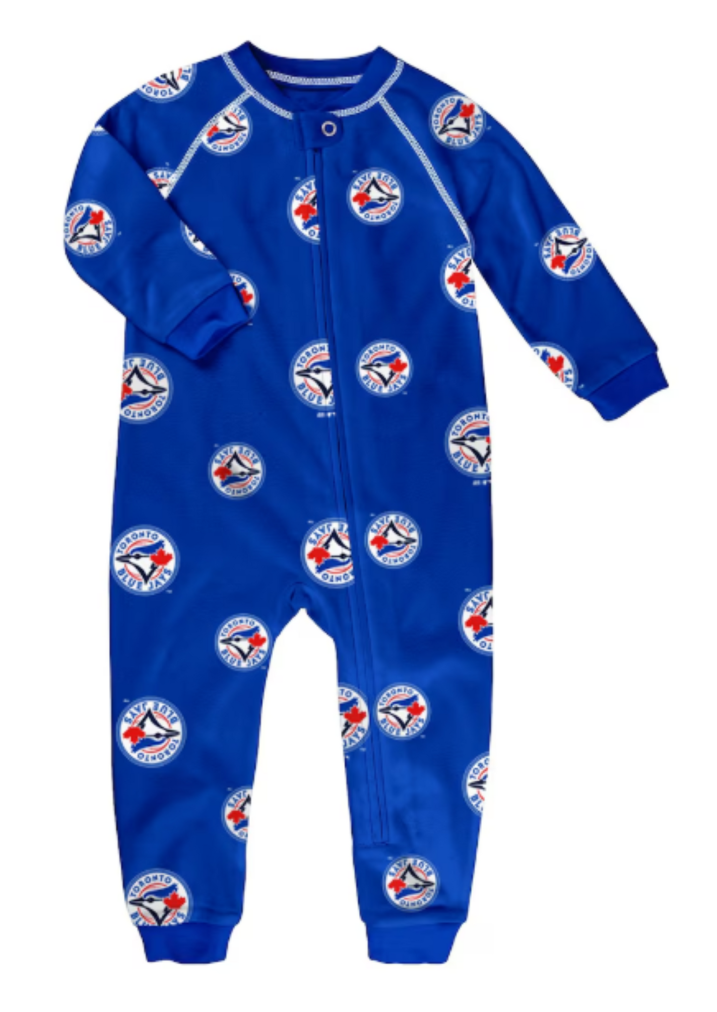 Outerstuff Toddler Toronto Blue Jays Royal Allover Print Raglan Full-Zip Sleeper - Royal Blue