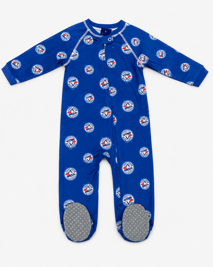 Outerstuff Toddler Toronto Blue Jays Royal Allover Print Raglan Full-Zip Sleeper - Royal Blue