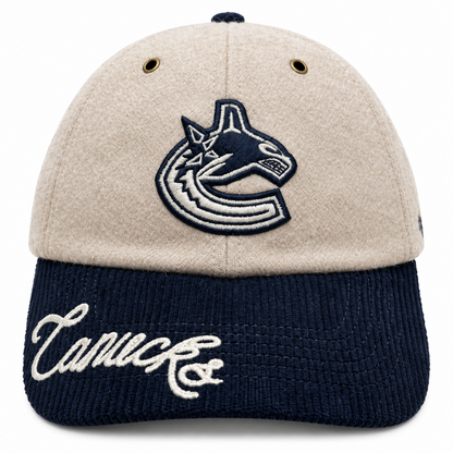 '47 NHL Vancouver Canucks Women's Rope Script Two Tone Clean Up Adjustable Hat - Natural/Navy