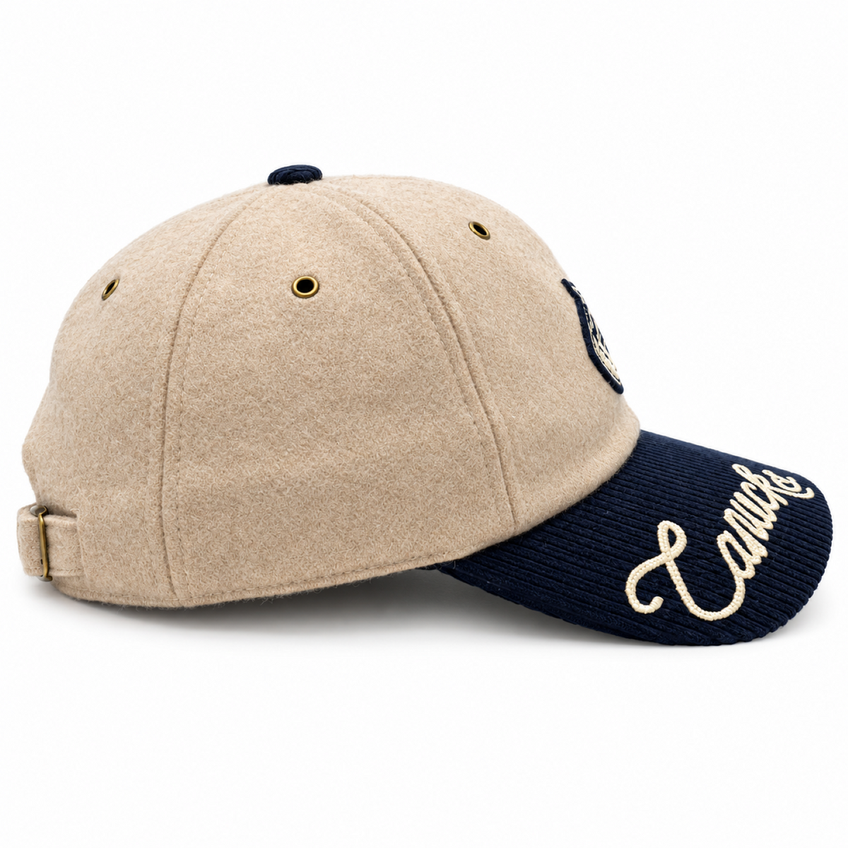 '47 NHL Vancouver Canucks Women's Rope Script Two Tone Clean Up Adjustable Hat - Natural/Navy