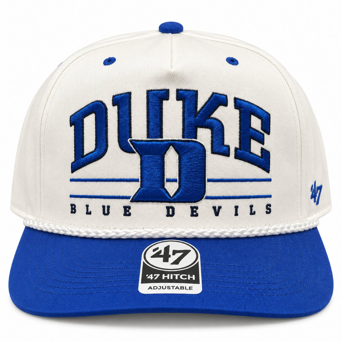 47 NCAA Duke Blue Devils Roscoe Rope TT Hitch Adjustable Snapback Hat - White/Blue