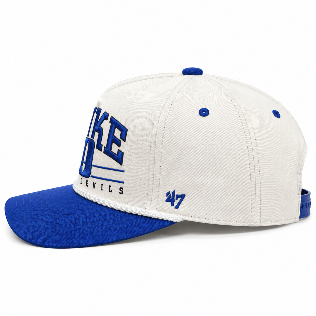 47 NCAA Duke Blue Devils Roscoe Rope TT Hitch Adjustable Snapback Hat - White/Blue