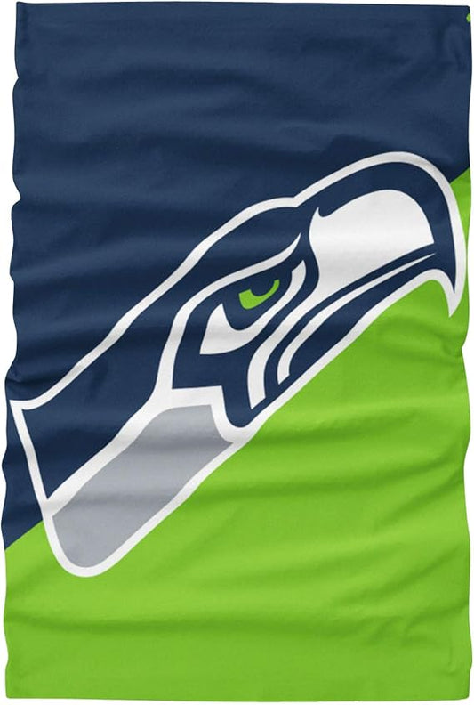 FOCO NFL Seattle Seahawks Big Logo Neck Gaiter - Navy/Green