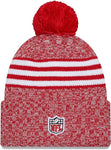 New Era San Francisco 49ers 2023 Sideline Cuffed Knit Hat with Pom - Scarlet