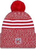 New Era San Francisco 49ers 2023 Sideline Cuffed Knit Hat with Pom - Scarlet
