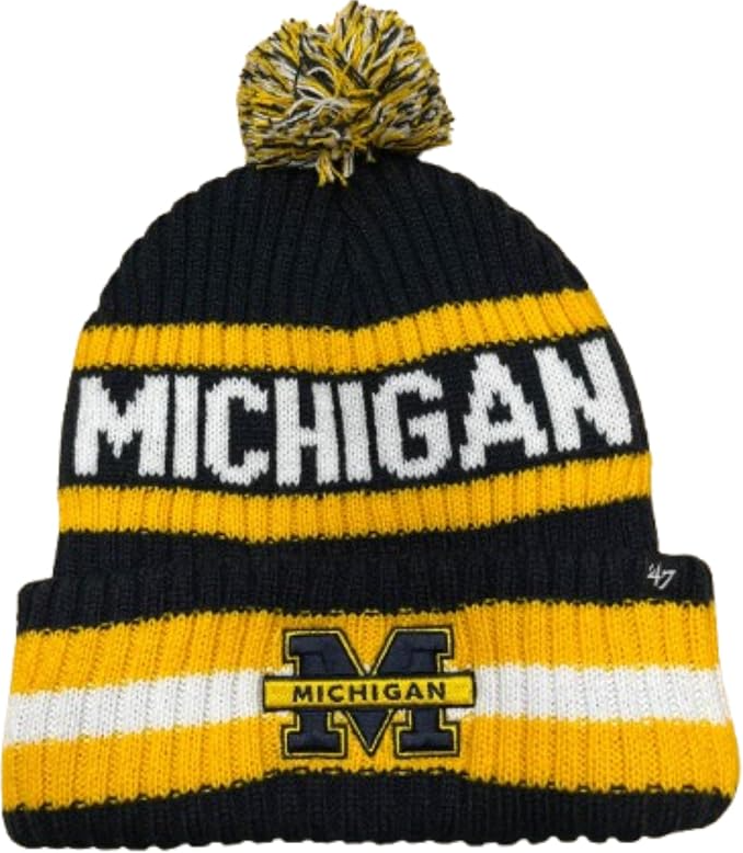 47 NCAA Michigan Bering Cuff Knit Beanie - Black/Yellow