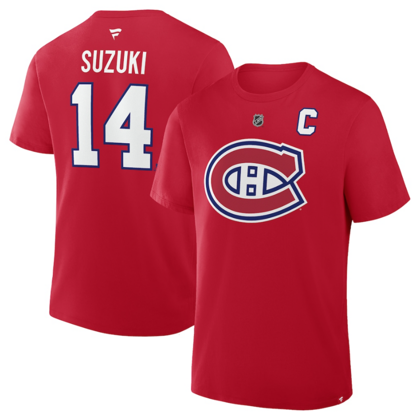 Fanatics Mens NHL Montreal Canadiens Nick Suzuki #14 Authentic Stack Name and Number T-Shirts