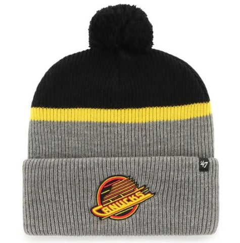 47 NHL Vancouver Canucks Split Shadow Cuff Pom Knit - Grey/Black