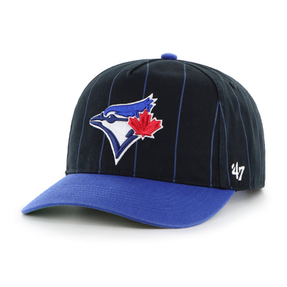 '47 MLB Toronto Blue Jays 50th Pinstripe Hitch Adjustable Snapback Hat - Black/Blue