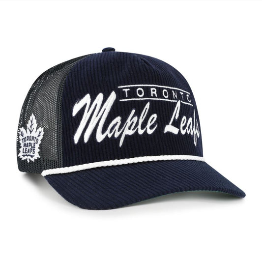 '47 NHL Toronto Maple Leafs Double Header Rope Mesh Adjustable Snapback Hat - Black