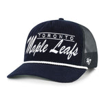 '47 NHL Toronto Maple Leafs Double Header Rope Mesh Adjustable Snapback Hat - Black