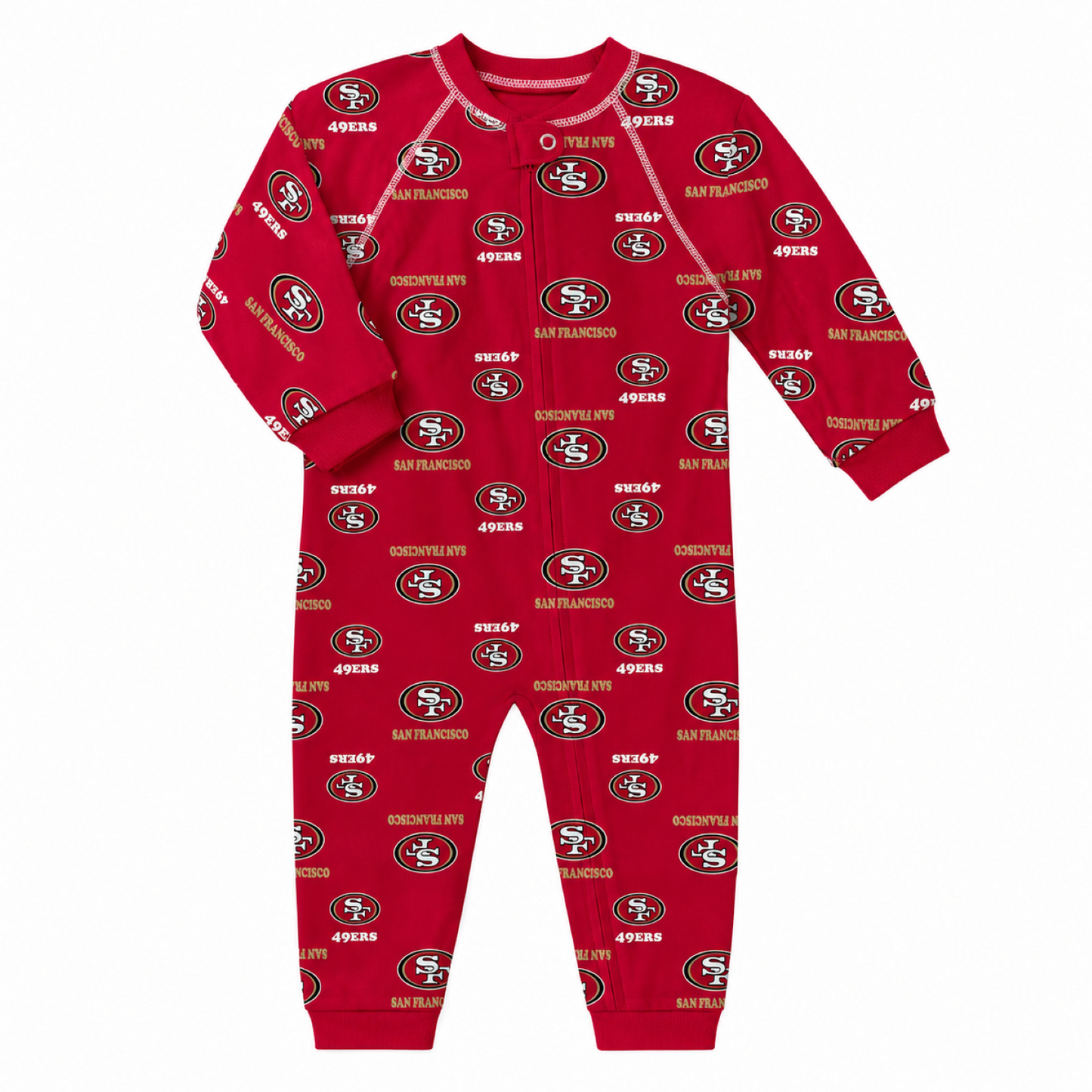 Outerstuff Toddler NFL Football Allover Print Raglan Full-Zip Open Toed Sleepers