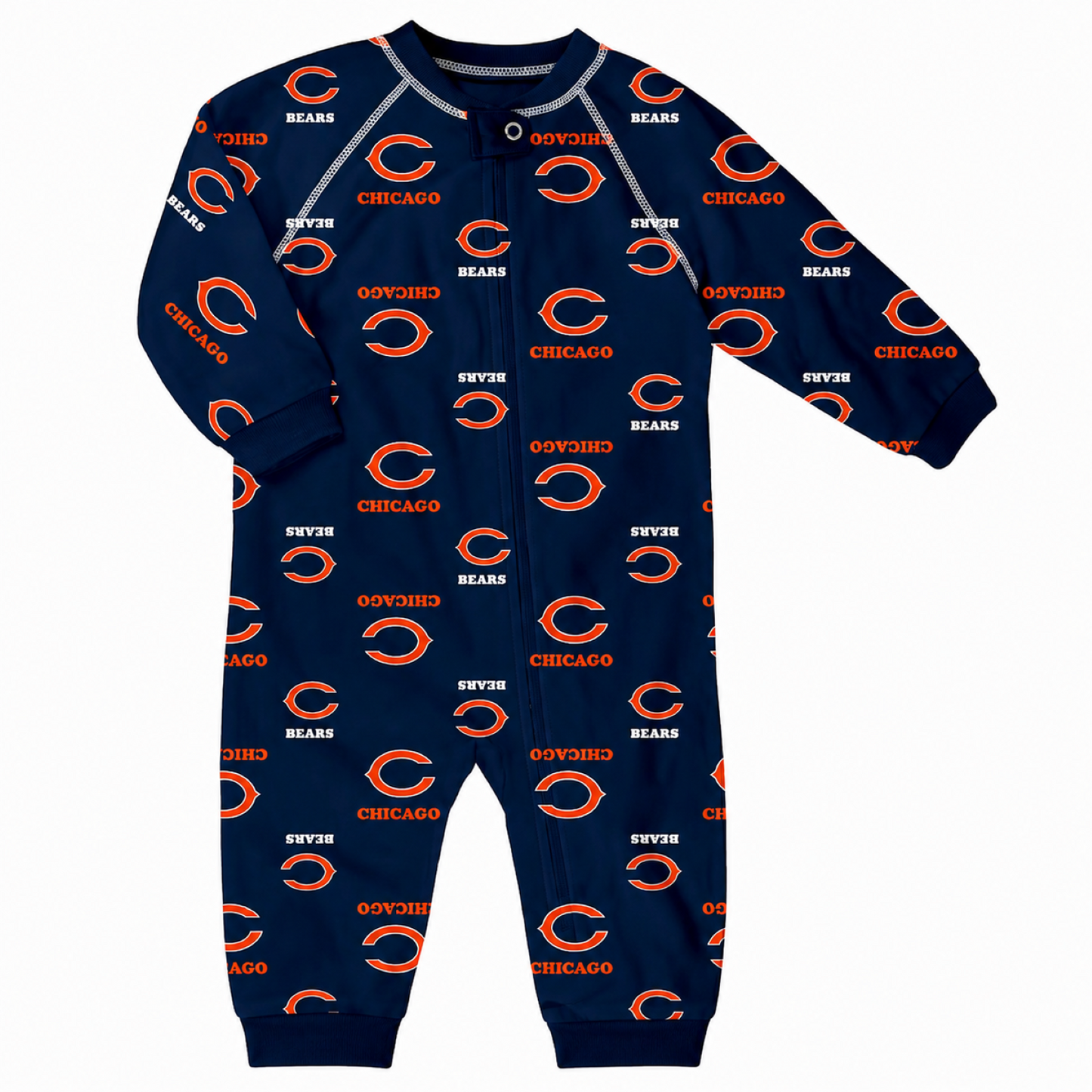 Outerstuff Toddler NFL Football Allover Print Raglan Full-Zip Open Toed Sleepers