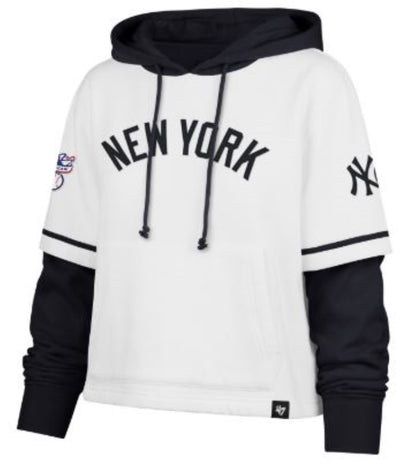 47 MLB New York Yankees Women's Cropped Trifecta Shortstop Hoodie - White/Black
