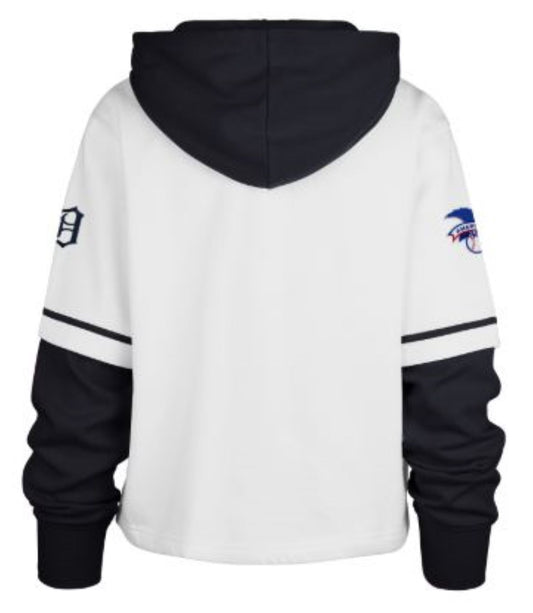 47 MLB Detroit Tigers Women's Cropped Trifecta Shortstop Hoodie - White/Black