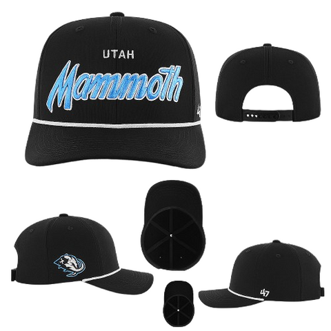 47 NHL Utah Mammoth Crosstown Script Corduroy Hitch Adjustable Snapback - Black