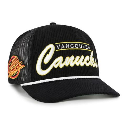 '47 NHL Vancouver Canucks Double Header Rope Mesh Adjustable Snapback Hat - Black