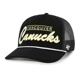 '47 NHL Vancouver Canucks Double Header Rope Mesh Adjustable Snapback Hat - Black