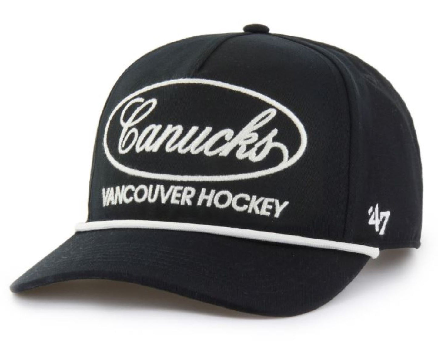 '47 NHL Vancouver Canucks Foundational Hitch RF Adjustable Snapback Hat - Black/Sandstone