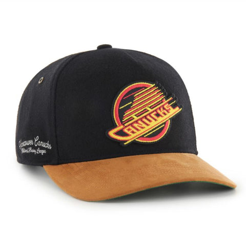 '47 NHL Vancouver Canucks Golden Age TT Hitch Snapback Hat - Black