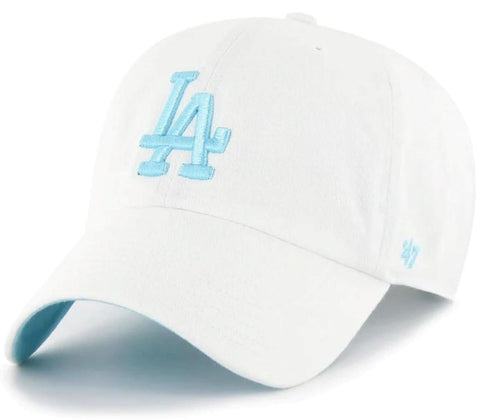 47 Clean Up MLB Los Angeles Dodgers White Noise Adjustable Hat Cap - White/Caribbean Blue