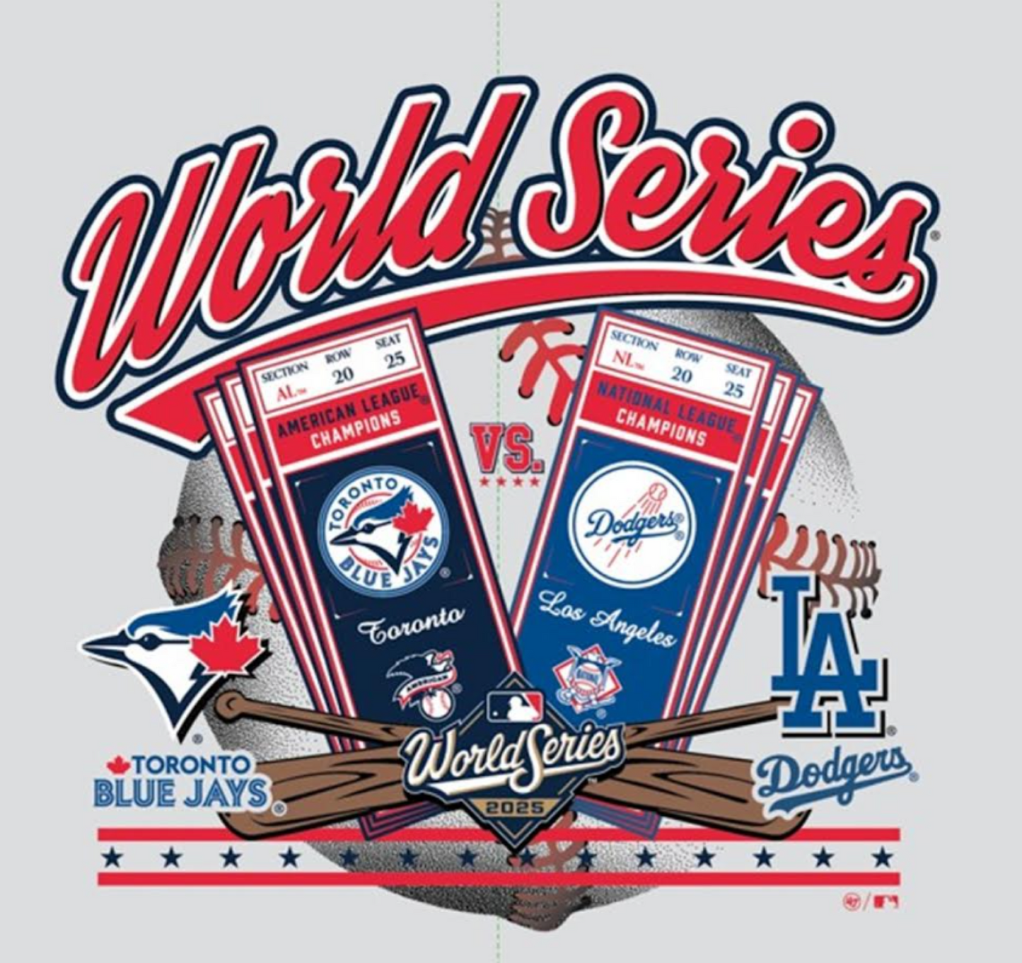 47 MLB World Series Toronto Blue Jays vs Los Angeles Dodgers Dueling Hoodie - Grey