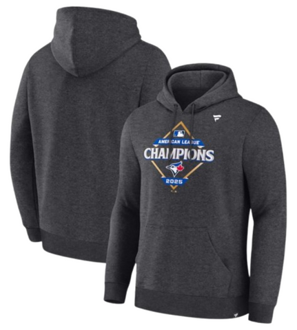: Fanatics MLB Toronto Blue Jays 2025 American League Champions Locker Room Hoodie - Charcoal