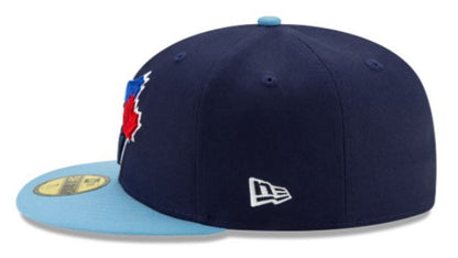 New Era 59FIFTY MLB Toronto Blue Jays 50th Anniversary Side Patch Authentic Collection Two Tone Fitted Hat - Navy/Powder Blue