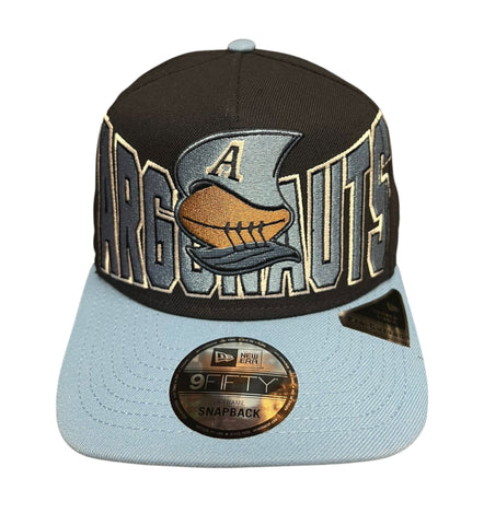 New Era 9FIFTY CFL Toronto Argonauts Big Block 2025 A-Frame Turf Traditions Sideline Two Tone Snapback Hat - Navy/Blue