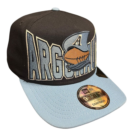 New Era 9FIFTY CFL Toronto Argonauts Big Block 2025 A-Frame Turf Traditions Sideline Two Tone Snapback Hat - Navy/Blue