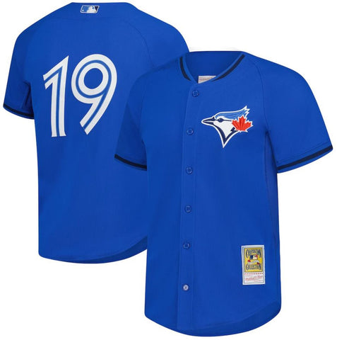 Mitchell & Ness Men's MLB Toronto Blue Jays Jose Bautista #19 Authentic Batting Practice Jersey - Royal Blue