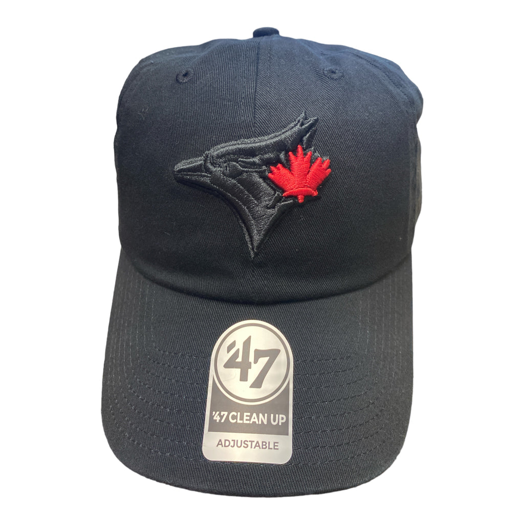 Toronto Blue Jays '47 Clean up Black on Black Red Leaf Adjustable Hat – The  Sports Collection