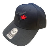 Toronto Blue Jays '47 MVP Black on Black Red Leaf Adjustable Hat