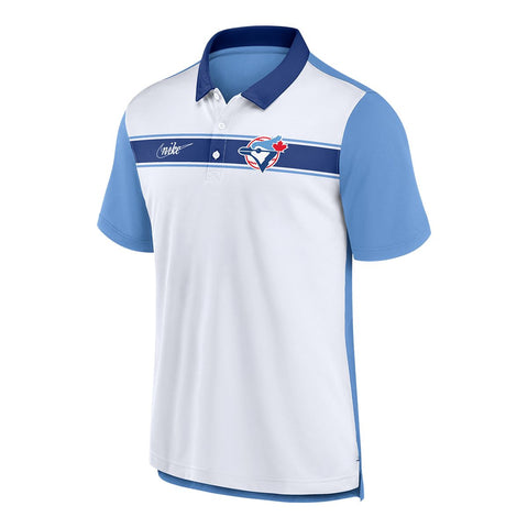 Toronto Blue Jays Nike Rewind Stripe Polo T Shirt - White/blue