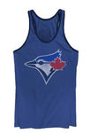 Bulletin Womens MLB Toronto Blue Jays Distressed Logo Navy Neckline Tank Top - Royal Blue