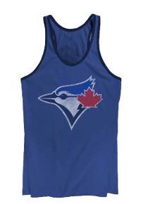 Bulletin Womens MLB Toronto Blue Jays Distressed Logo Navy Neckline Tank Top - Royal Blue