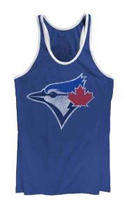 Bulletin Womens MLB Toronto Blue Jays Distressed Logo White Neckline Tank Top - Royal Blue