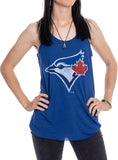Bulletin Womens MLB Toronto Blue Jays Distressed Logo Razorback Tank Top - Blue