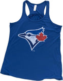 Bulletin Womens MLB Toronto Blue Jays Distressed Logo Razorback Tank Top - Blue