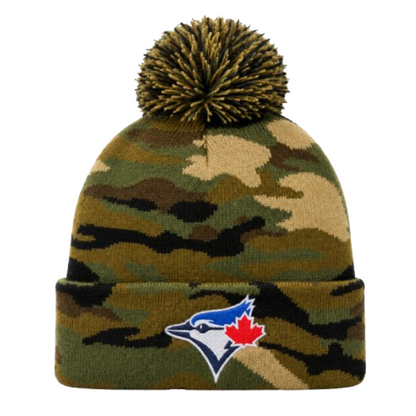 Mitchell & Ness MLB Toronto Blue Jays Custom Cuff Knit Beanie with Pom - Camo
