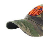 47 Clean Up Edmonton Oilers Adjustable Cap - Camo with Orange Logo