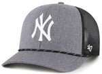 '47 Trucker MLB New York Yankees Carbon Rope Adjustable Mesh Back Cap - Grey