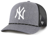 '47 Trucker MLB New York Yankees Carbon Rope Adjustable Mesh Back Cap - Grey