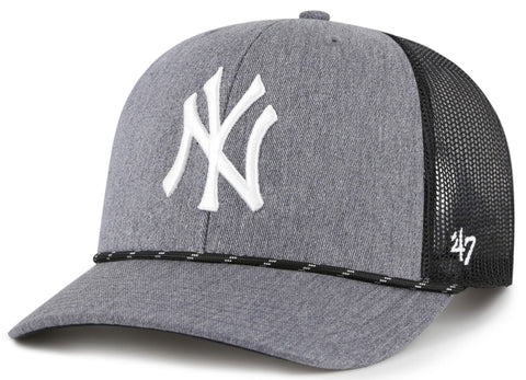 '47 Trucker MLB New York Yankees Carbon Rope Adjustable Mesh Back Cap - Grey