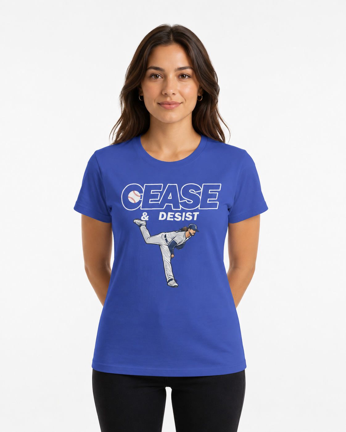 Womens Toronto Blue Jays Cease and Desist Graphic T-Shirts