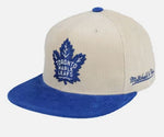 Beige Mitchell and Ness Toronto Maple Leafs Corduroy Snapback with 75th Anniversary Sidepatch