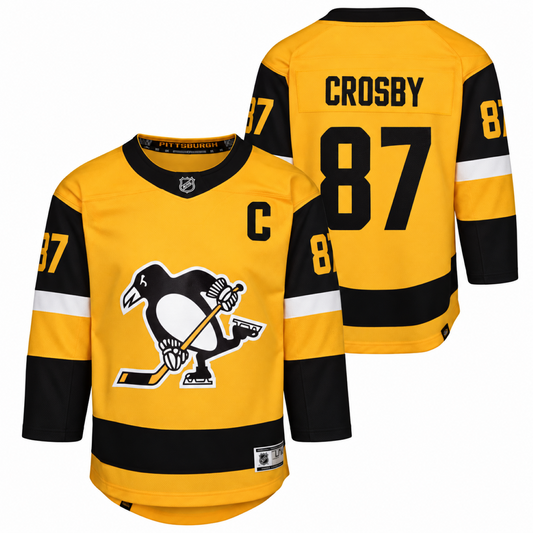Fanatics NHL Youth Pittsburgh Penguins Sidney Crosby #87 Alternate Premier Jersey Hockey Jersey - Yellow